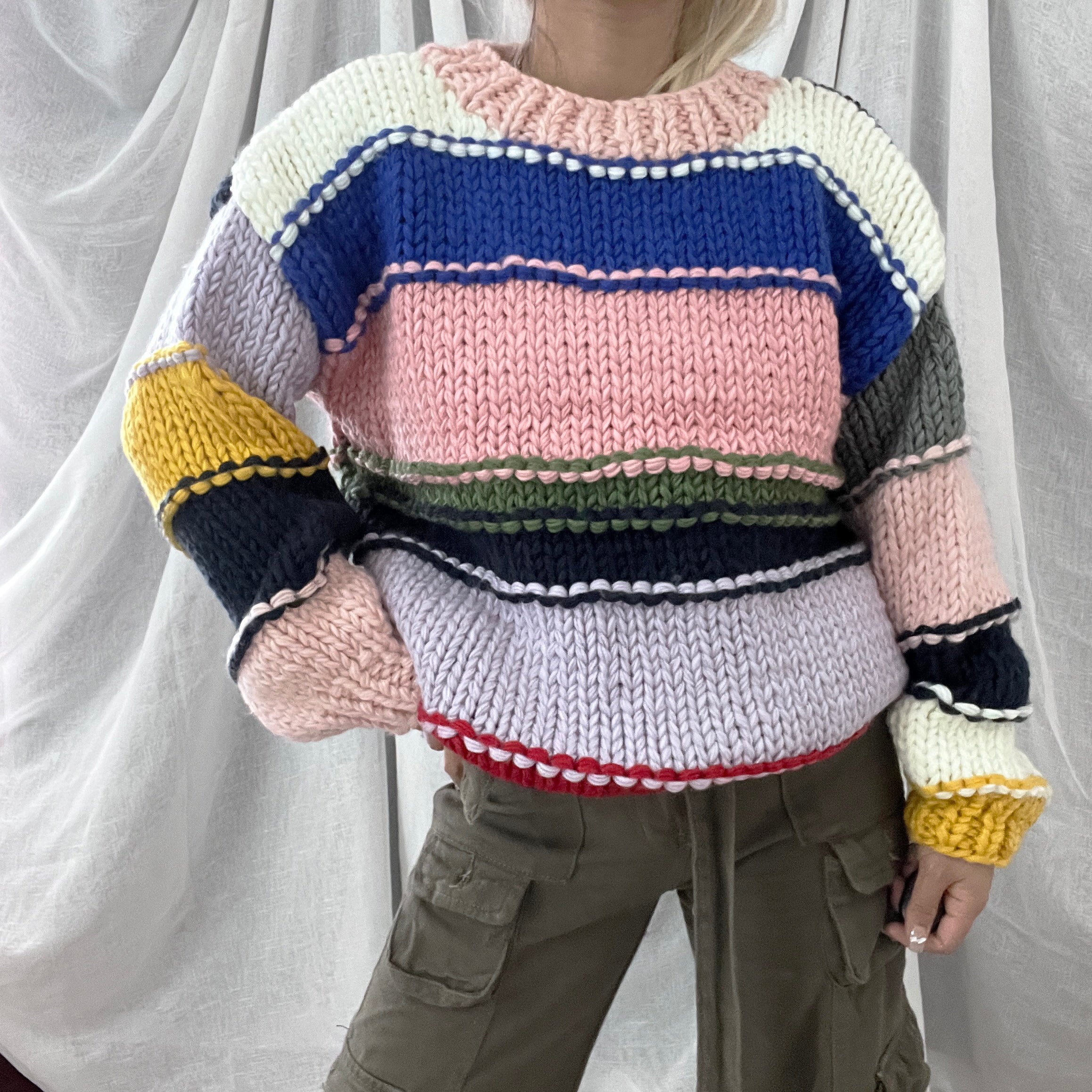 Crochet Striped Colorful Handmade Sweater