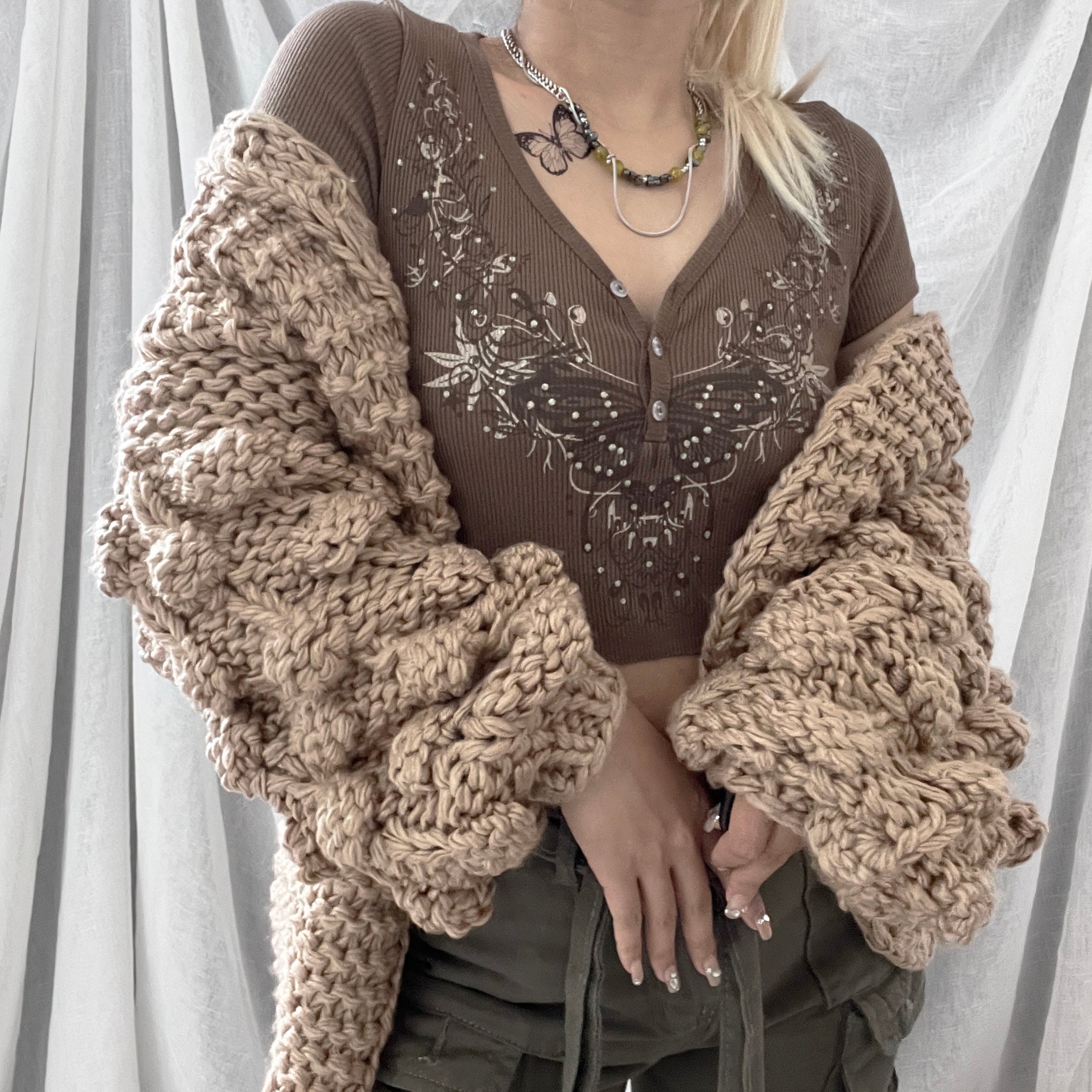 CUTENESS ON SLEEVES Handmade Cardigan