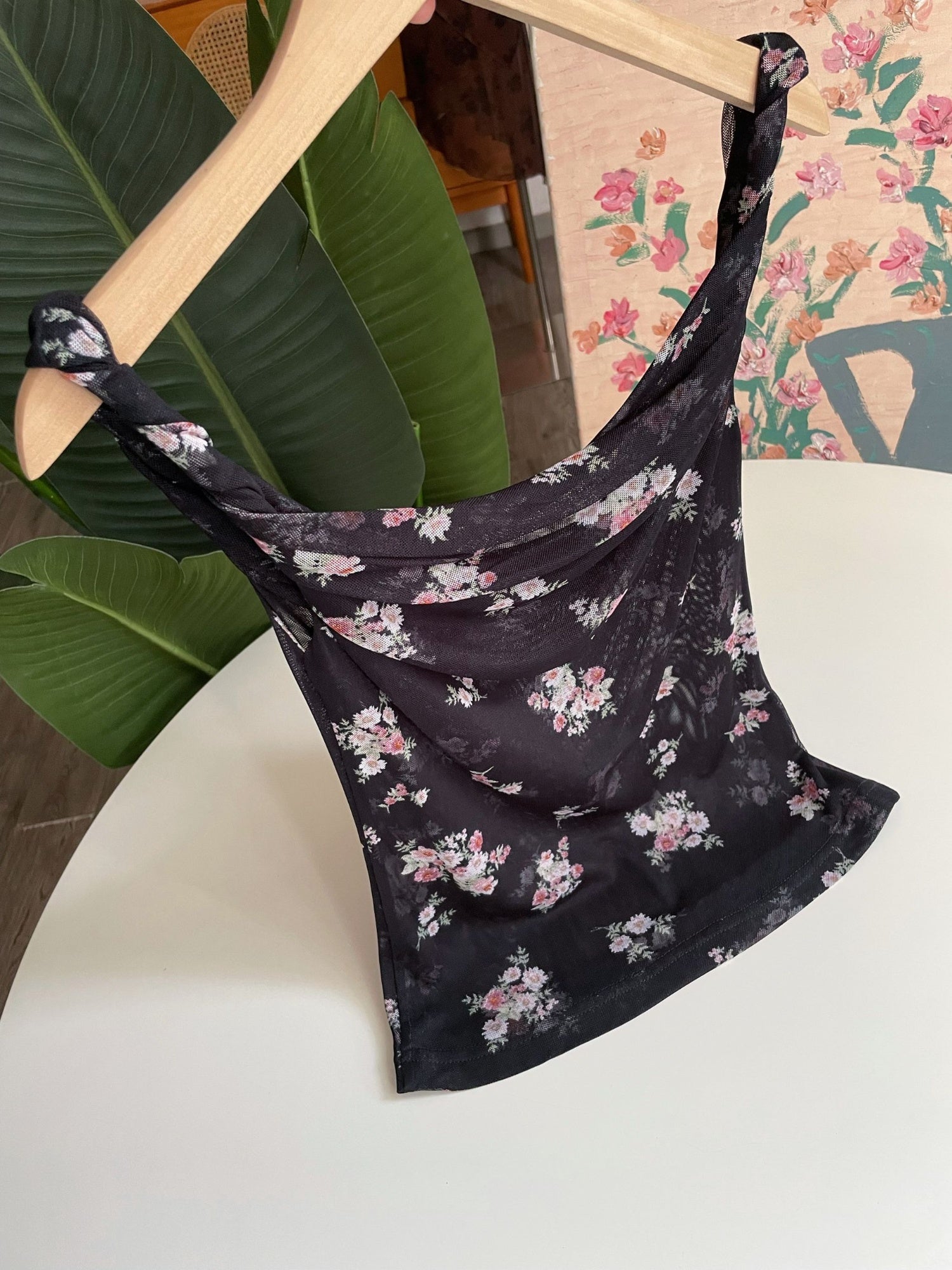 Black Floral Mesh Set