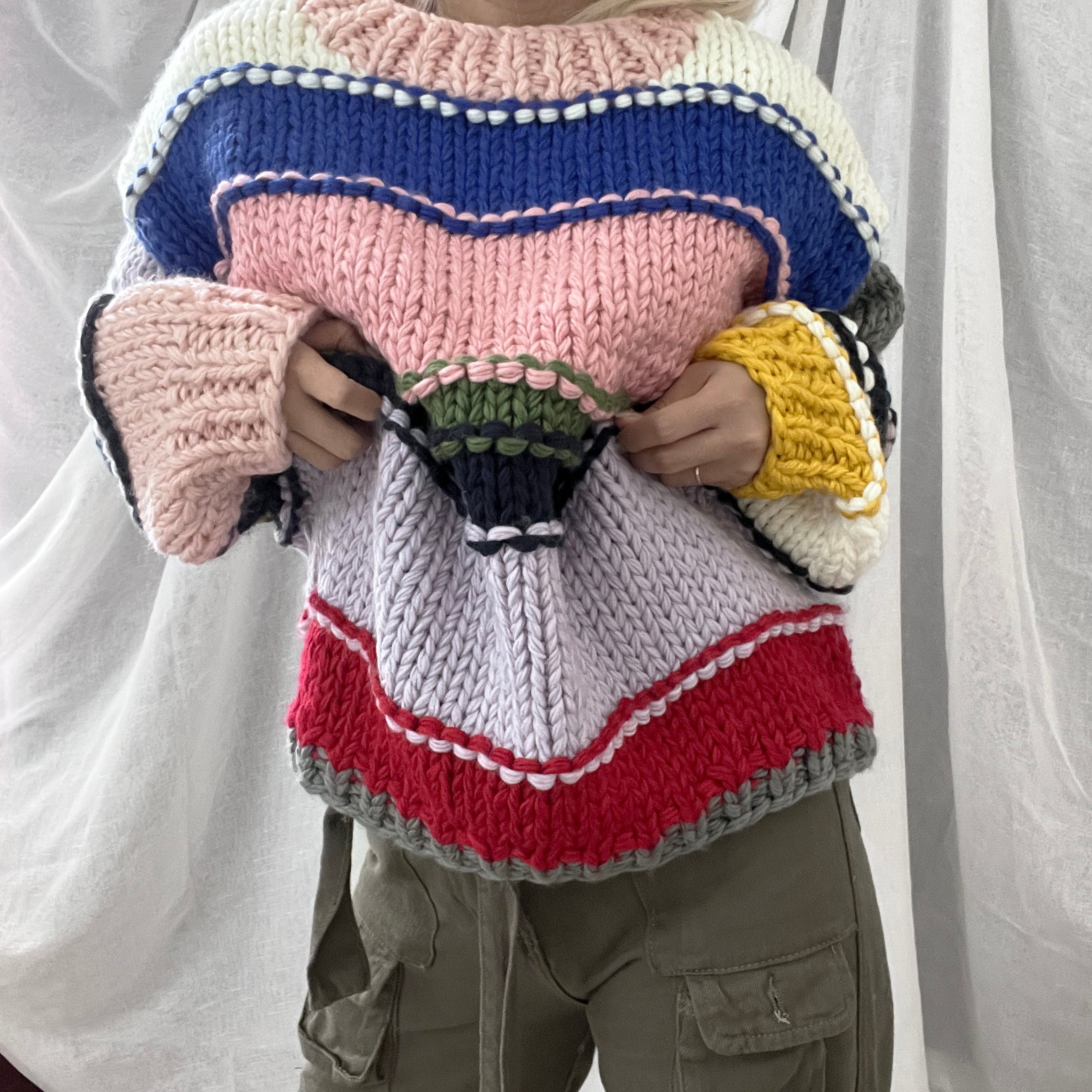 Crochet Striped Colorful Handmade Sweater