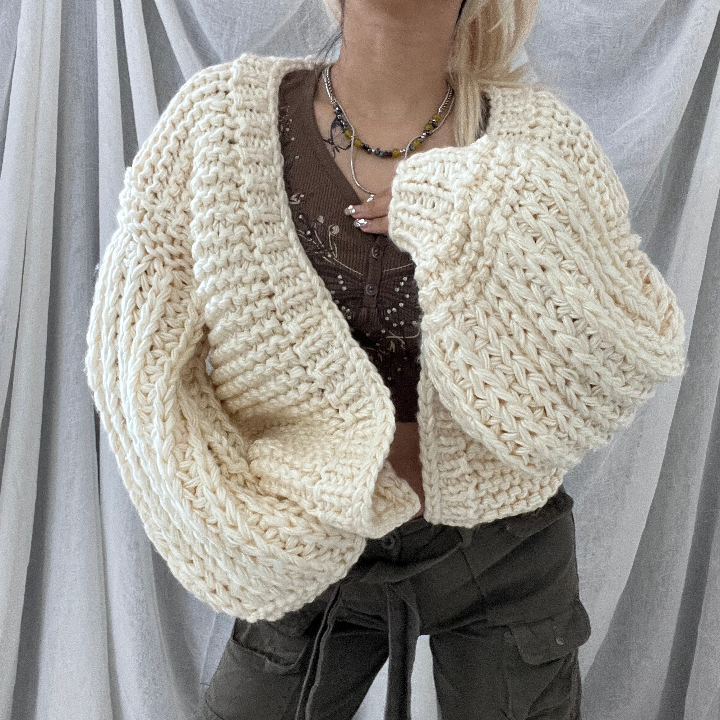 SOLID COLOR Handmade Cardigan