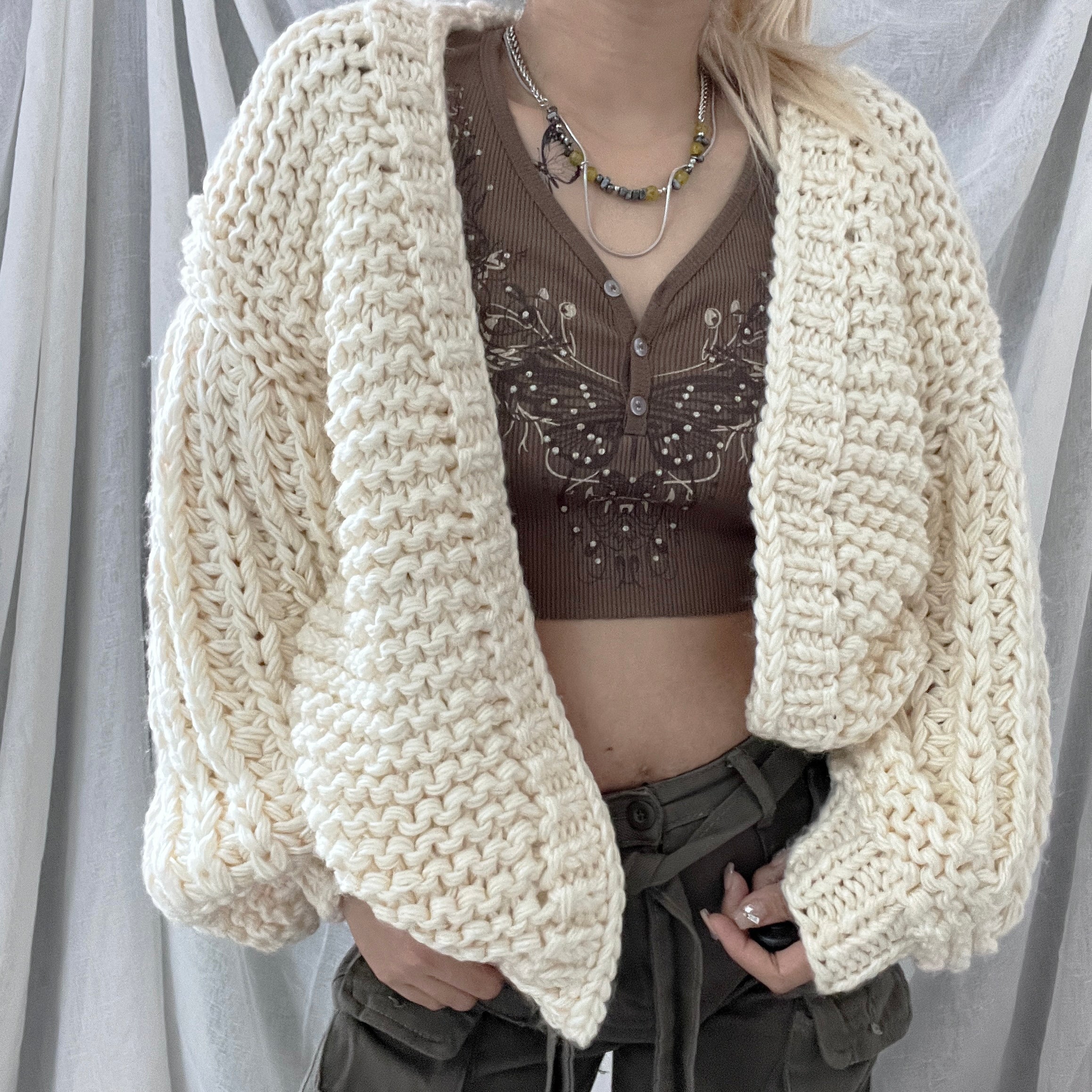 SOLID COLOR Handmade Cardigan