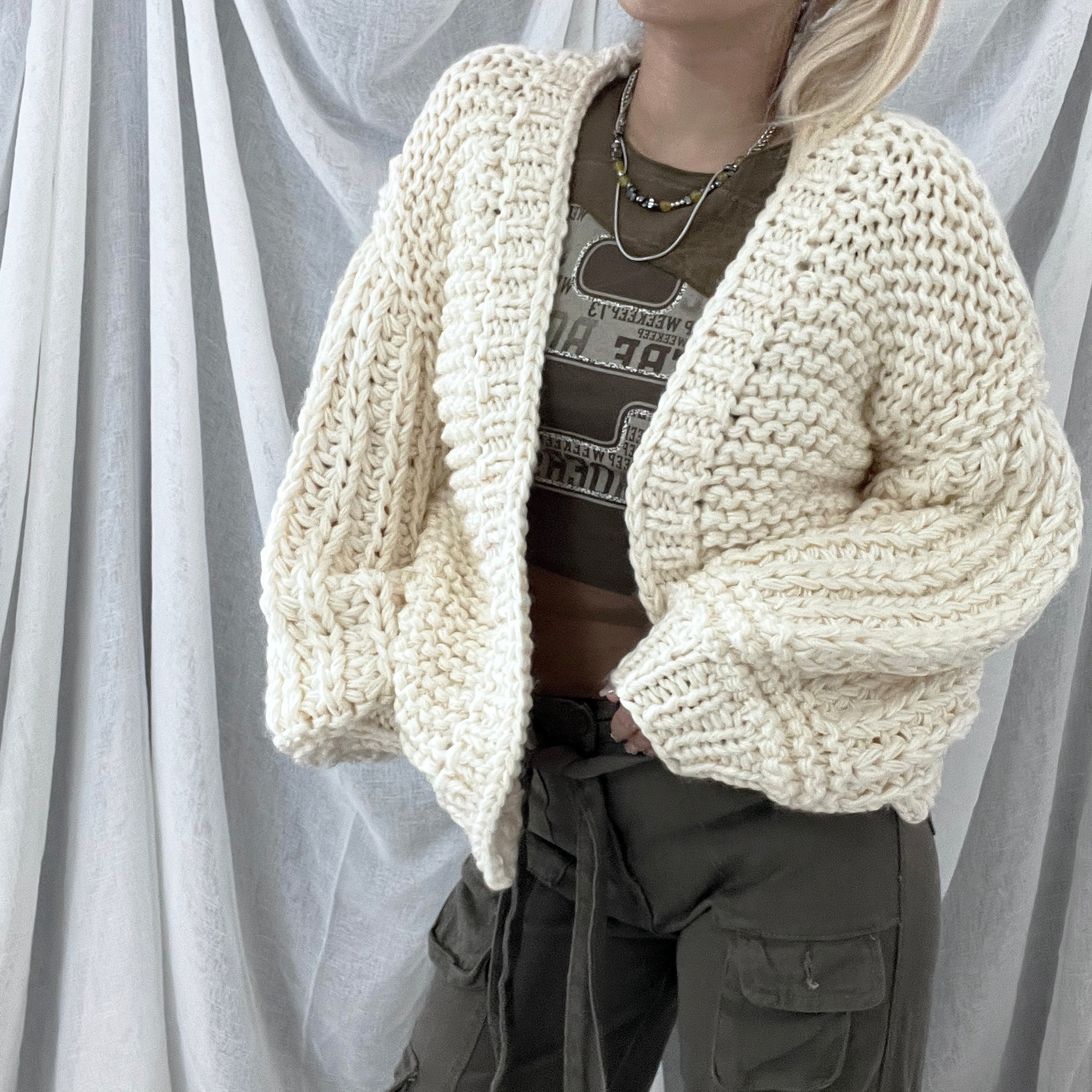 SOLID COLOR Handmade Cardigan