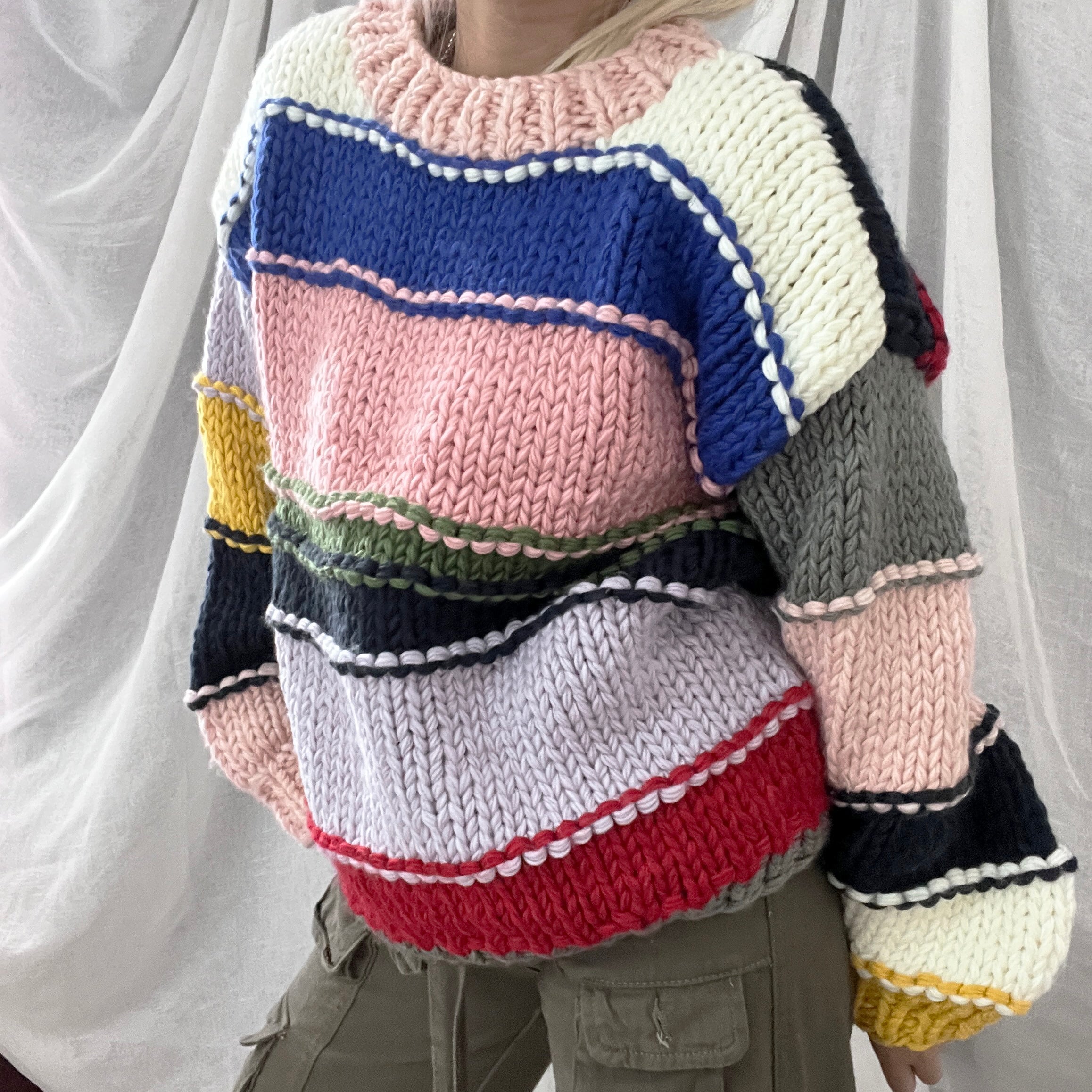 Crochet Striped Colorful Handmade Sweater