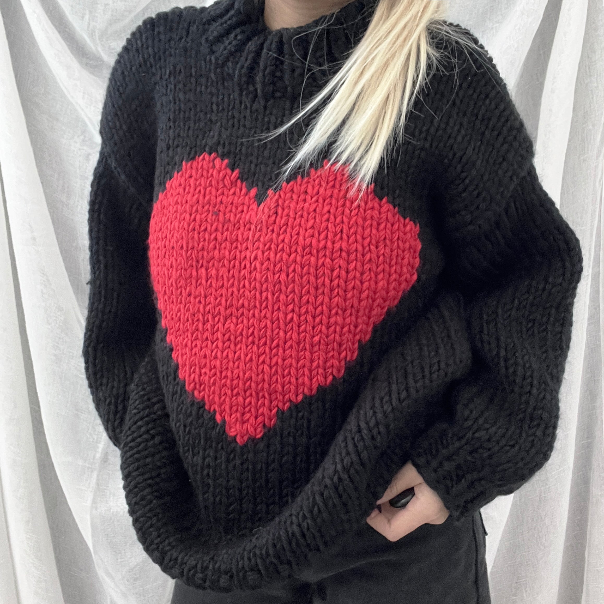 Key to My Heart Hand Knit Chunky Sweater